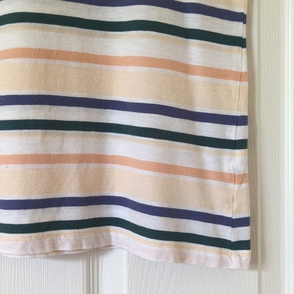 Madewell Whisper Classic Cotton Striped Sleeveless V-neck Tank Top Ivory Medium - Picture 8 of 11